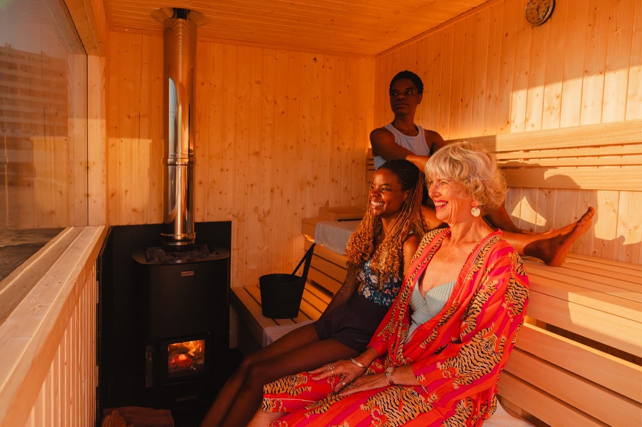 People enjoying Bay Sauna