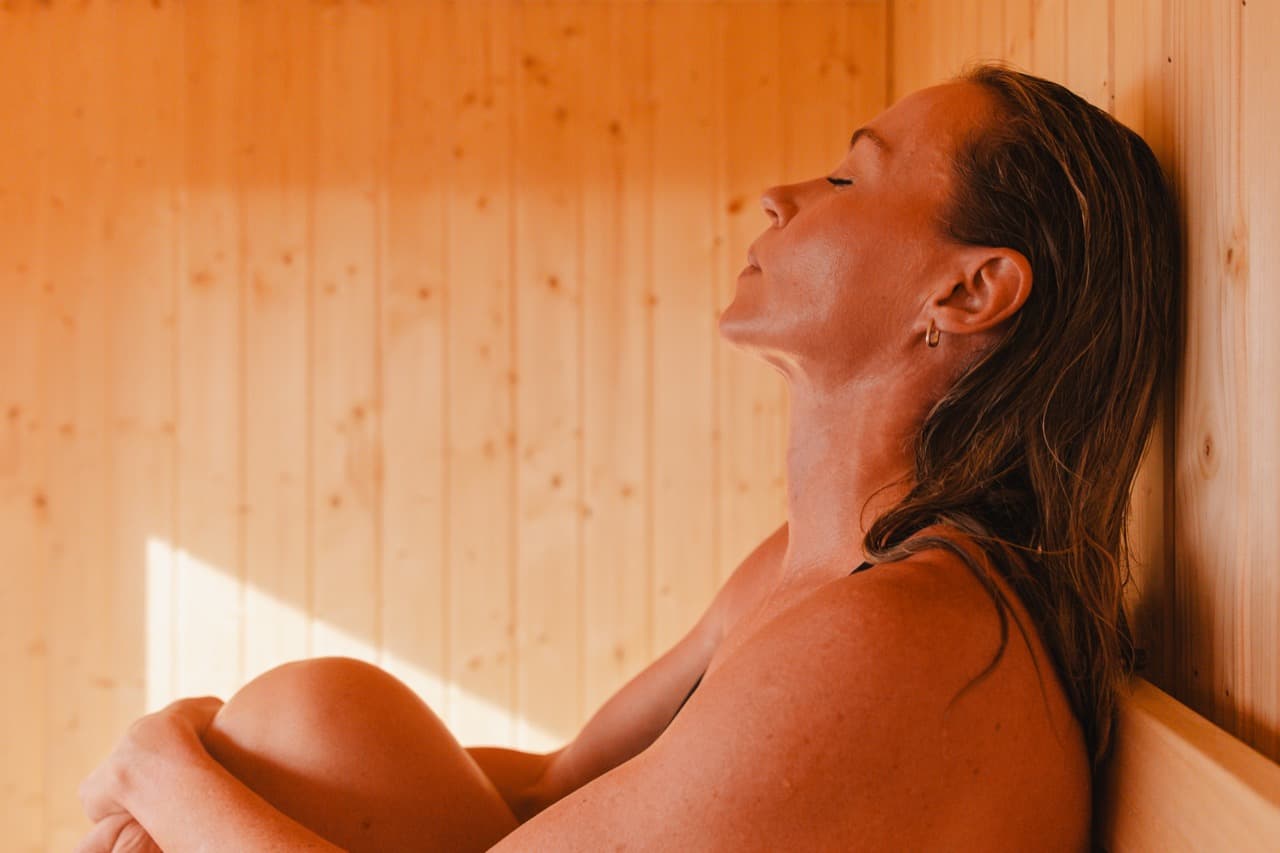 Woman enjoying the sauna